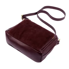    Dámska kožená crossbody kabelka Luka 26-008 bordovej farby 28 x 20 x 10 cm