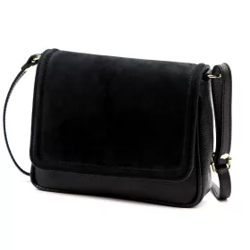   Dámska kožená crossbody kabelka Luka 26-016 čierna 21 x 16 x 8 cm