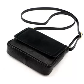    Dámska kožená crossbody kabelka Luka 26-016 čierna 21 x 16 x 8 cm
