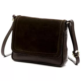    Dámska kožená crossbody kabelka Luka 26-016 tmavohnedá 21 x 16 x 8 cm