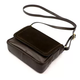    Dámska kožená crossbody kabelka Luka 26-016 tmavohnedá 21 x 16 x 8 cm