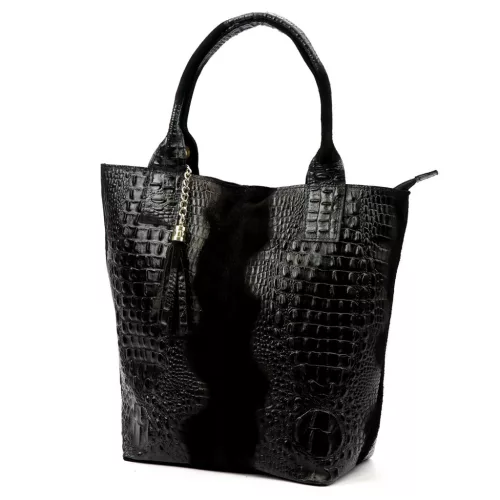  Dámska kabelka cez rameno Luka 26-026 z kože s krokodílím vzorom, shopper 40 x 36 x 19 cm
