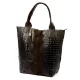  Dámska tmavohnedá kožená kabelka cez rameno s krokodílím vzorom Luka 26-026, shopper, 40 x 36 x 19 cm
