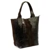  Dámska tmavohnedá kožená kabelka cez rameno s krokodílím vzorom Luka 26-026, shopper, 40 x 36 x 19 cm