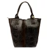  Dámska tmavohnedá kožená kabelka cez rameno s krokodílím vzorom Luka 26-026, shopper, 40 x 36 x 19 cm