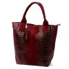  Dámska kabelka cez rameno Luka 26-026 bordovej farby s krokodílím vzorom, shopper, 40 x 36 x 19 cm