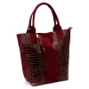  Dámska kabelka cez rameno Luka 26-026 bordovej farby s krokodílím vzorom, shopper, 40 x 36 x 19 cm