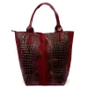  Dámska kabelka cez rameno Luka 26-026 bordovej farby s krokodílím vzorom, shopper, 40 x 36 x 19 cm