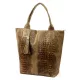  Dámska kabelka cez rameno Luka 26-026 svetlohnedá s krokodílím vzorom, kožená, shopper 40 x 36 x 19 cm