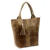  Dámska kabelka cez rameno Luka 26-026 svetlohnedá s krokodílím vzorom, kožená, shopper 40 x 36 x 19 cm