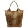  Dámska kabelka cez rameno Luka 26-026 svetlohnedá s krokodílím vzorom, kožená, shopper 40 x 36 x 19 cm
