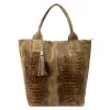  Dámska kabelka cez rameno Luka 26-026 svetlohnedá s krokodílím vzorom, kožená, shopper 40 x 36 x 19 cm