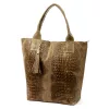  Dámska kabelka cez rameno Luka 26-026 svetlohnedá s krokodílím vzorom, kožená, shopper 40 x 36 x 19 cm