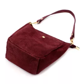    Dámska bordová kabelka cez rameno, crossbody kabelka z semišovej kože Luka 26-018, rozmery 21 x 20 x 11 cm