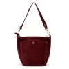  Dámska bordová kabelka cez rameno, crossbody kabelka z semišovej kože Luka 26-018, rozmery 21 x 20 x 11 cm