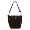  Luka 26-018 tmavohnedá dámska semišová kožená kabelka cez rameno, crossbody kabelka 21 x 20 x 11 cm