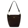  Luka 26-018 tmavohnedá dámska semišová kožená kabelka cez rameno, crossbody kabelka 21 x 20 x 11 cm