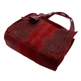    Dámska kabelka cez rameno z bordovej semišovej kože s krokodílím vzorom Luka 26-010 CROCO 34 x 34 x 13 cm