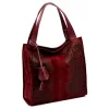 Dámska kabelka cez rameno z bordovej semišovej kože s krokodílím vzorom Luka 26-010 CROCO 34 x 34 x 13 cm