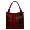  Dámska kabelka cez rameno z bordovej semišovej kože s krokodílím vzorom Luka 26-010 CROCO 34 x 34 x 13 cm