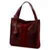  Dámska kabelka cez rameno z bordovej semišovej kože s krokodílím vzorom Luka 26-010 CROCO 34 x 34 x 13 cm