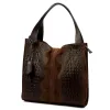  Dámska tmavohnedá kabelka cez rameno z semišovej kože s krokodílím vzorom Luka 26-010 CROCO 34 x 34 x 13 cm
