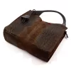  Dámska tmavohnedá kabelka cez rameno z semišovej kože s krokodílím vzorom Luka 26-010 CROCO 34 x 34 x 13 cm
