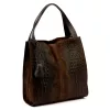 Dámska tmavohnedá kabelka cez rameno z semišovej kože s krokodílím vzorom Luka 26-010 CROCO 34 x 34 x 13 cm