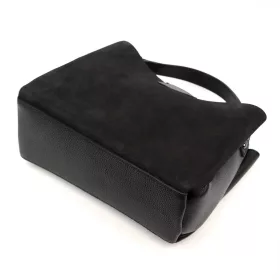    Dámska čierna semišová kožená kabelka Luka 26-009 26 x 21 x 11 cm
