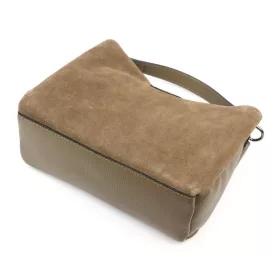    Dámska kožená kabelka Luka 26-009 v béžovej farbe, semišová, 26 x 21 x 11 cm