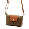  Dámska kožená kabelka cez rameno, crossbody kabelka Luka 26-007 v khaki a koňakovo hnedej farbe, 21 x 15 x 7 cm