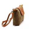  Dámska kožená kabelka cez rameno, crossbody kabelka Luka 26-007 v khaki a koňakovo hnedej farbe, 21 x 15 x 7 cm