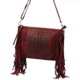    Dámska kabelka cez rameno Luka 26-015 CROCO bordová s krokodílím vzorom, bočná taška 30 x 21 x 6 cm