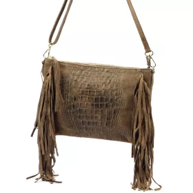    Dámska kabelka cez rameno Luka 26-015 CROCO svetlohnedá s krokodílím vzorom, bočná taška 30 x 21 x 6 cm