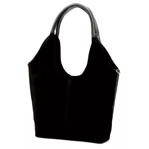  Dámska kožená kabelka cez rameno Luka 26-013 čierna, bočná taška 39 x 33 x 12 cm