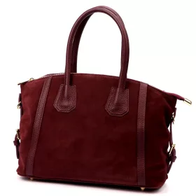    Dámska kožená kabelka cez rameno Luka 26-025 bordovej farby, bočná taška 36 x 25 x 12 cm