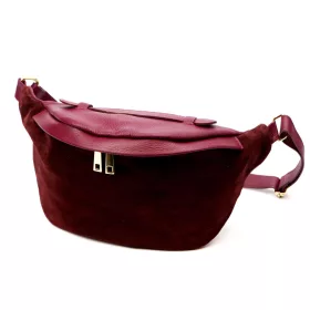    Dámska kožená kabelka na opasok Luka 26-020 bordovej farby, crossbody 38 x 17 x 15 cm