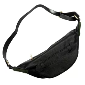   Dámska kožená kabelka na opasok Luka 26-020 čierna, crossbody 38 x 17 x 15 cm