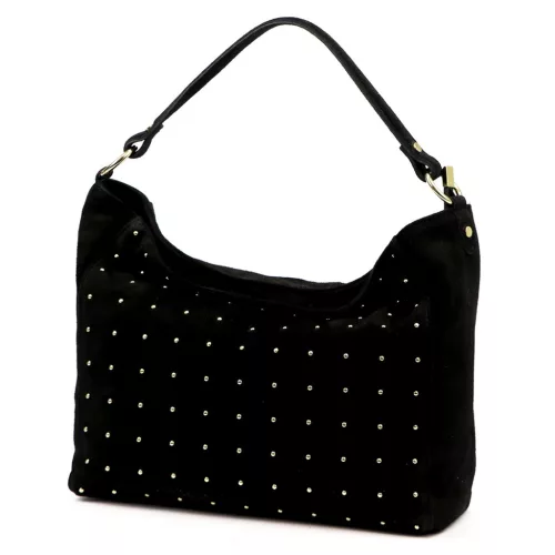  Dámska kožená kabelka cez rameno Luka 26-023 čierna, bočná taška 34 x 26 x 12 cm