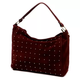    Dámska kožená kabelka cez rameno Luka 26-023 bordovej farby, bočná taška 34 x 26 x 12 cm