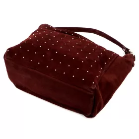    Dámska kožená kabelka cez rameno Luka 26-023 bordovej farby, bočná taška 34 x 26 x 12 cm