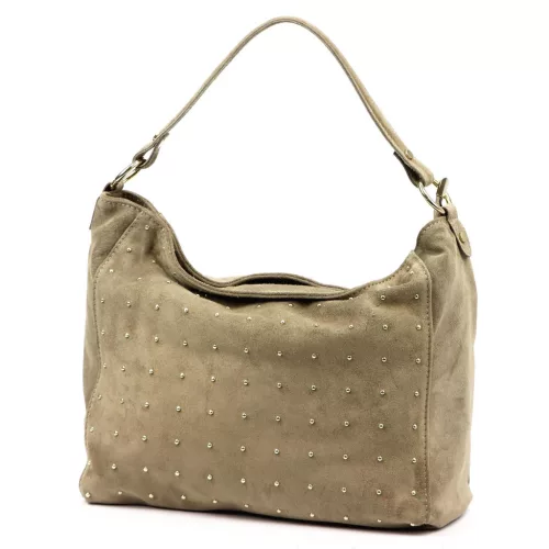  Dámska kožená kabelka cez rameno, crossbody kabelka Luka 26-023 béžovej farby 34 x 26 x 12 cm