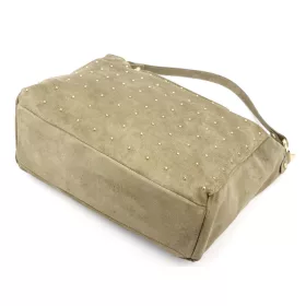    Dámska kožená kabelka cez rameno, crossbody kabelka Luka 26-023 béžovej farby 34 x 26 x 12 cm