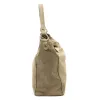  Dámska kožená kabelka cez rameno, crossbody kabelka Luka 26-023 béžovej farby 34 x 26 x 12 cm