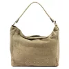  Dámska kožená kabelka cez rameno, crossbody kabelka Luka 26-023 béžovej farby 34 x 26 x 12 cm