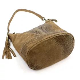    Dámska kožená kabelka cez rameno Luka 26-027 CROCO hnedá 26 x 26 x 16 cm