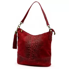    Dámska kožená kabelka cez rameno Luka 26-027 CROCO bordová 26 x 26 x 16 cm