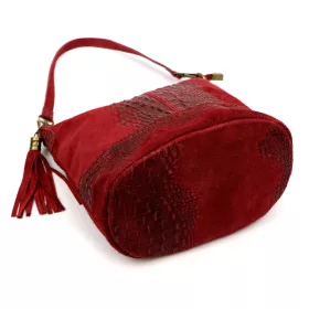    Dámska kožená kabelka cez rameno Luka 26-027 CROCO bordová 26 x 26 x 16 cm