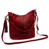  Dámska kožená kabelka cez rameno Luka 26-027 CROCO bordová 26 x 26 x 16 cm