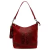  Dámska kožená kabelka cez rameno Luka 26-027 CROCO bordová 26 x 26 x 16 cm